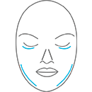 Ilustração de rosto em linhas suaves de olhos, nariz e boca - tratamento estetica